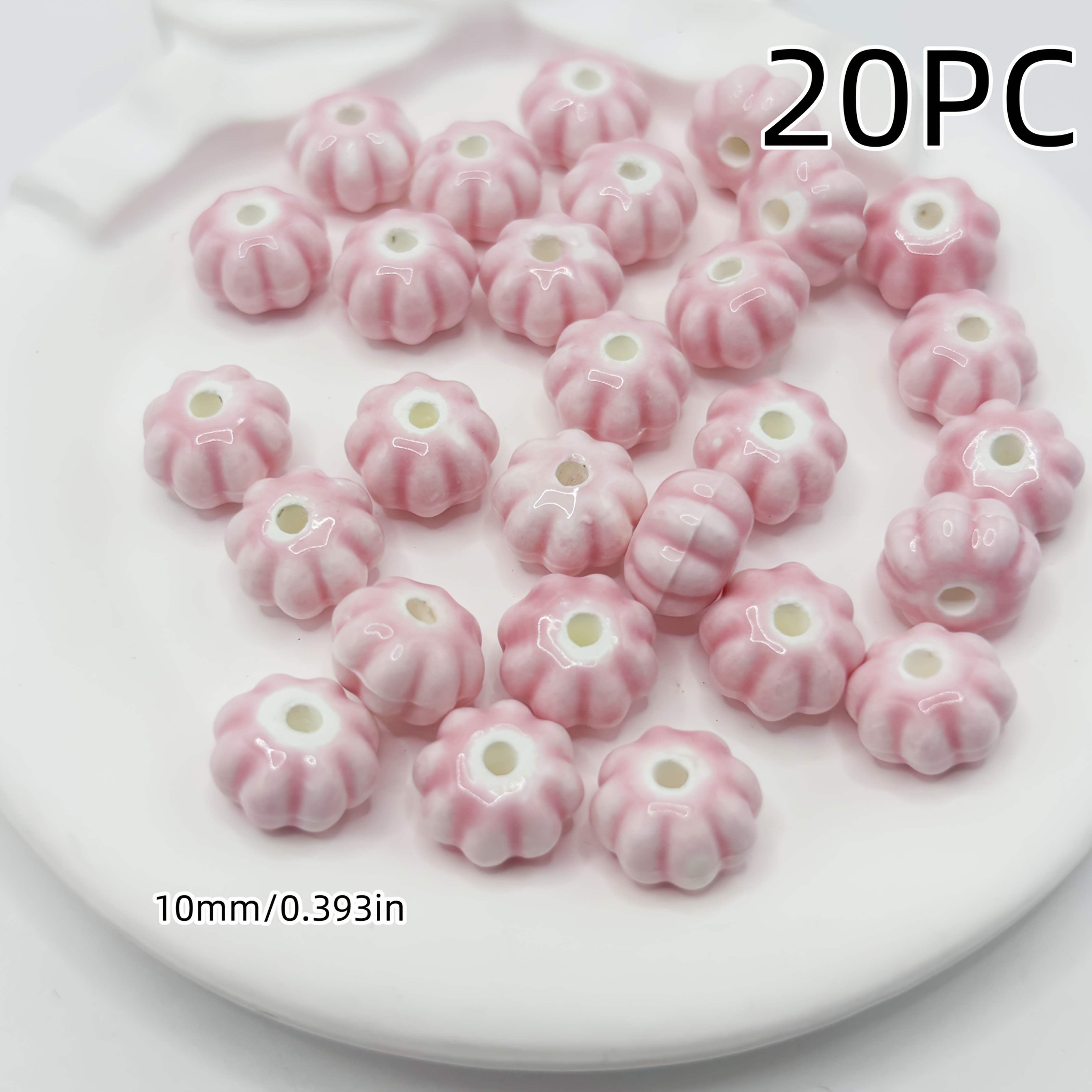 Pink Ceramic Decorative Beads for DIY